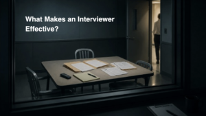 Interview room prepared for an investigative interview discussing what makes an interviewer effective.