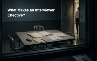 Interview room prepared for an investigative interview discussing what makes an interviewer effective.
