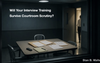 Empty investigative interview room representing courtroom scrutiny and interview reliability