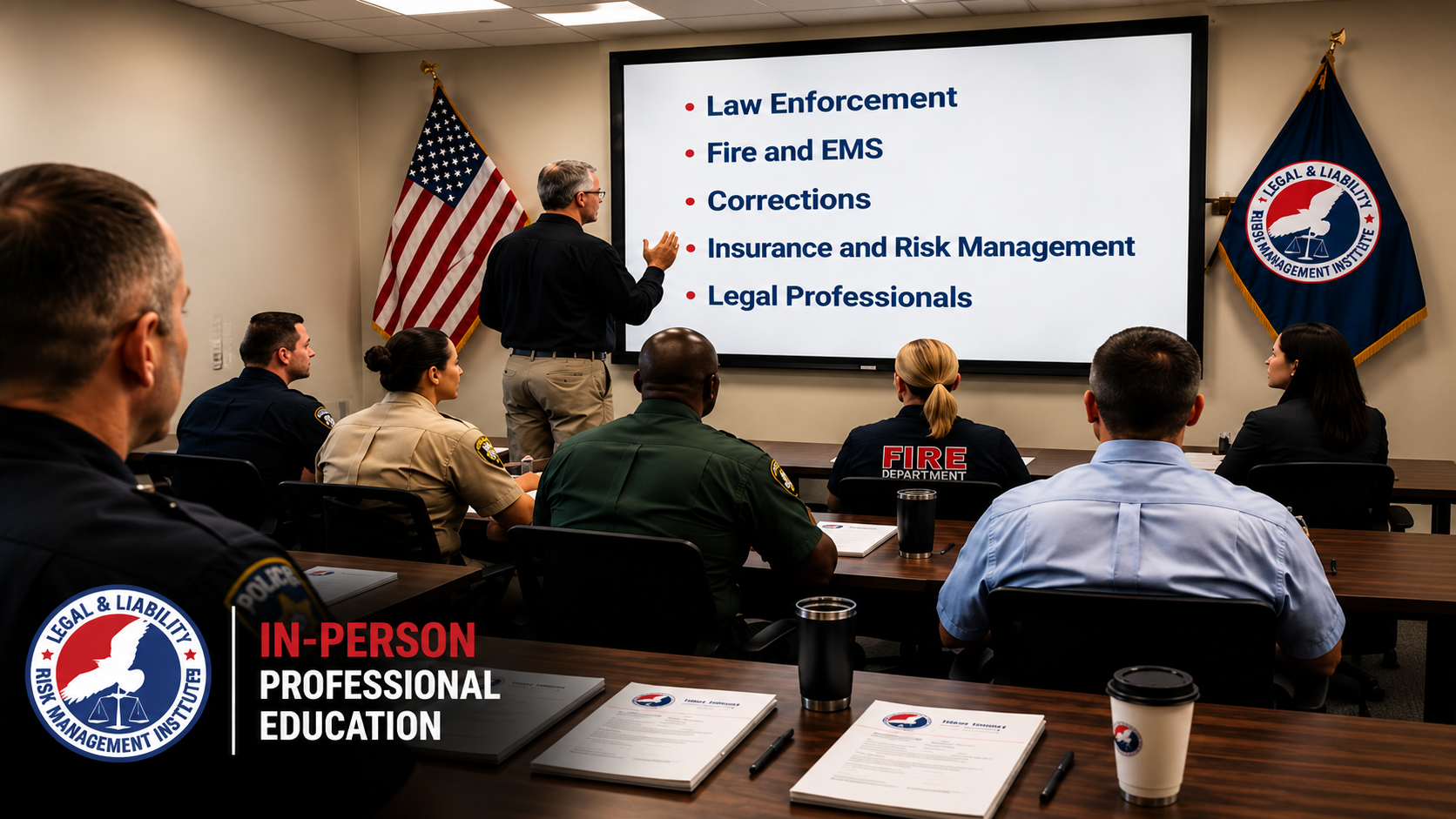 LLRMI instructor-led professional education for law enforcement, fire and EMS, corrections, insurance and risk management, and legal professionals.
