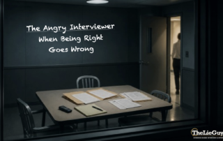 Angry interviewer in an interview room illustrating how the need to be right can interfere with listening, reasoning, and effective information gathering.