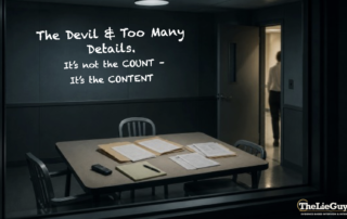 Interview room with files and a recorder on the table as a person exits, illustrating the importance of evaluating statement details for verifiability rather than simply counting them. Verification Approach interviewing