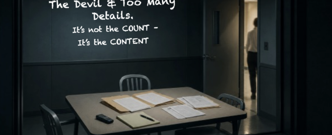 Interview room with files and a recorder on the table as a person exits, illustrating the importance of evaluating statement details for verifiability rather than simply counting them. Verification Approach interviewing