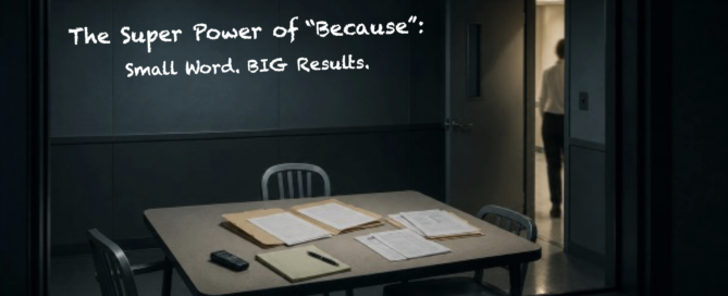 The Super Power of Because — interview room illustrating how giving a reason can influence cooperation during investigative interviews.